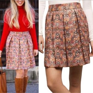 Anthropologie Maeve Rosia Metallic Brocade Flared Pleated Skirt - M